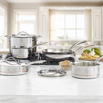 Kirkland Signature Batería de Cocina de Acero Inoxidable de 10 piezas