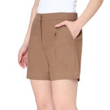 Nicole Miller Original Shorts Tipo Lino para Dama Café Grande