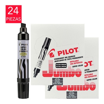 Pilot Marcador Permanente Jumbo Rellenable 24 Piezas