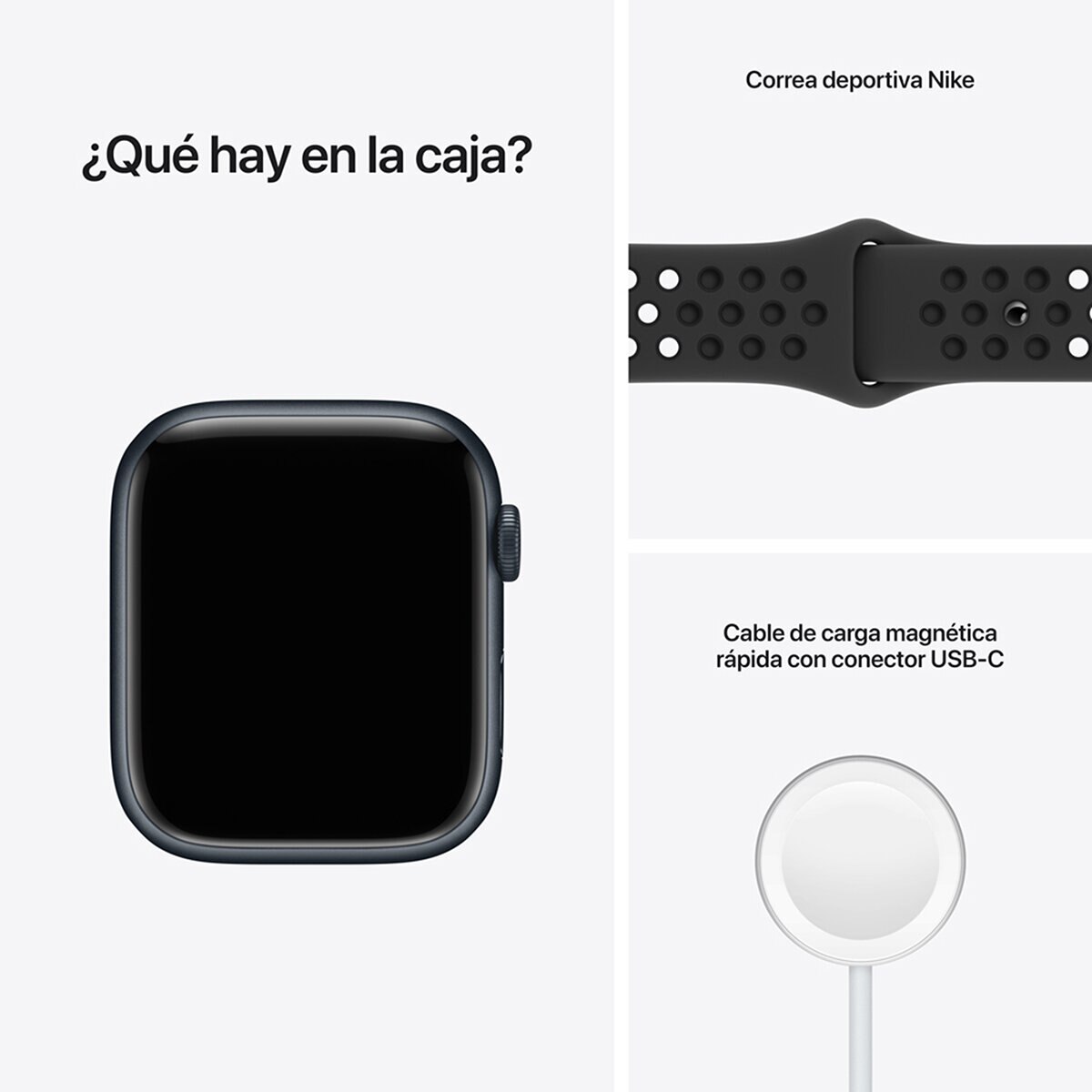 Apple Watch Nike S7 (GPS + Celular) Caja de aluminio medianoche 45mm con correa deportiva antracita/negra
