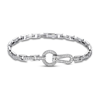 1.33ctw, Pulsera de Diamantes, 18.415cm, Corte Redondo Brillante, Oro Blanco 18K