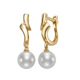 Aretes de Perlas Cultivadas Agua Dulce, 7.0-7.5mm, Oro Amarillo de 14K