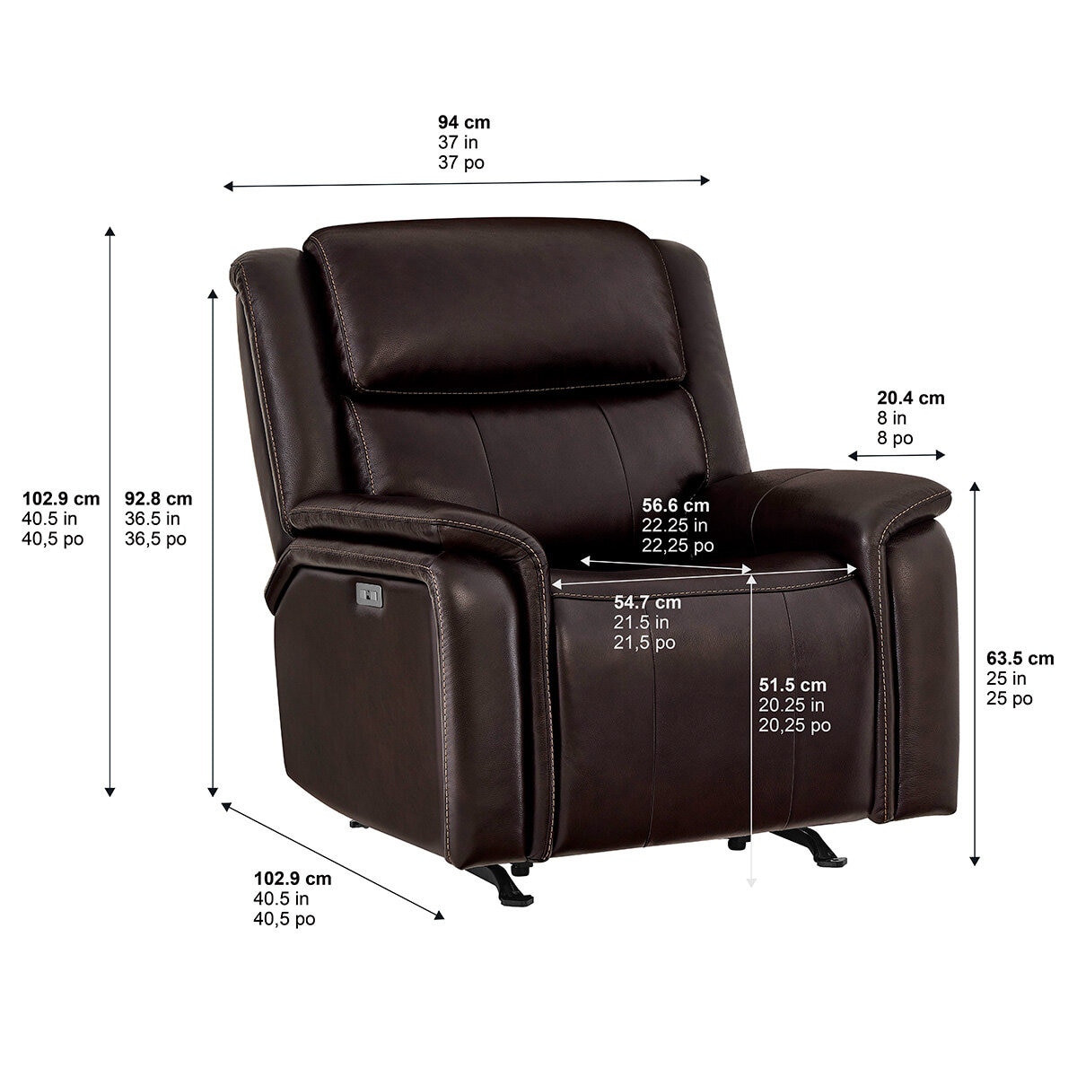 Barcalounger, Sillón Reclinable Eléctrico de Piel