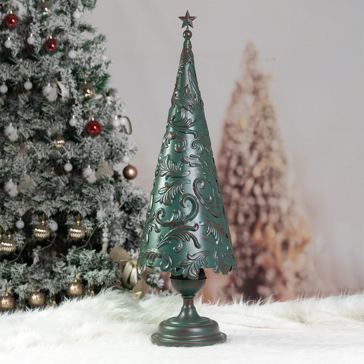 Árbol de Navidad Decorativo Metálico, Verde 