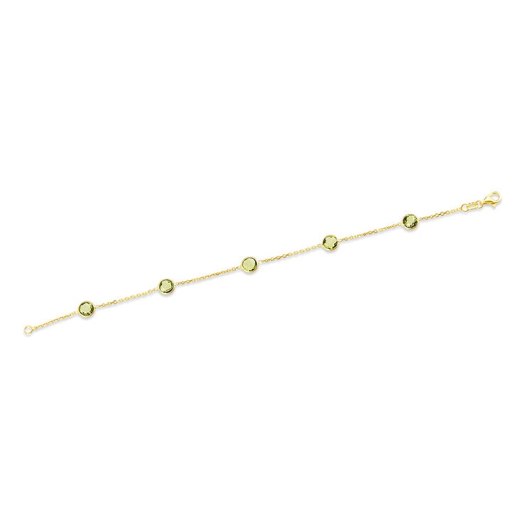 Pulsera de Peridoto, Oro de 14K Pulsera de Peridoto, Oro de 14K