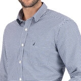 Nautica Camisa para Caballero Azul y cuadros blancos Mediana