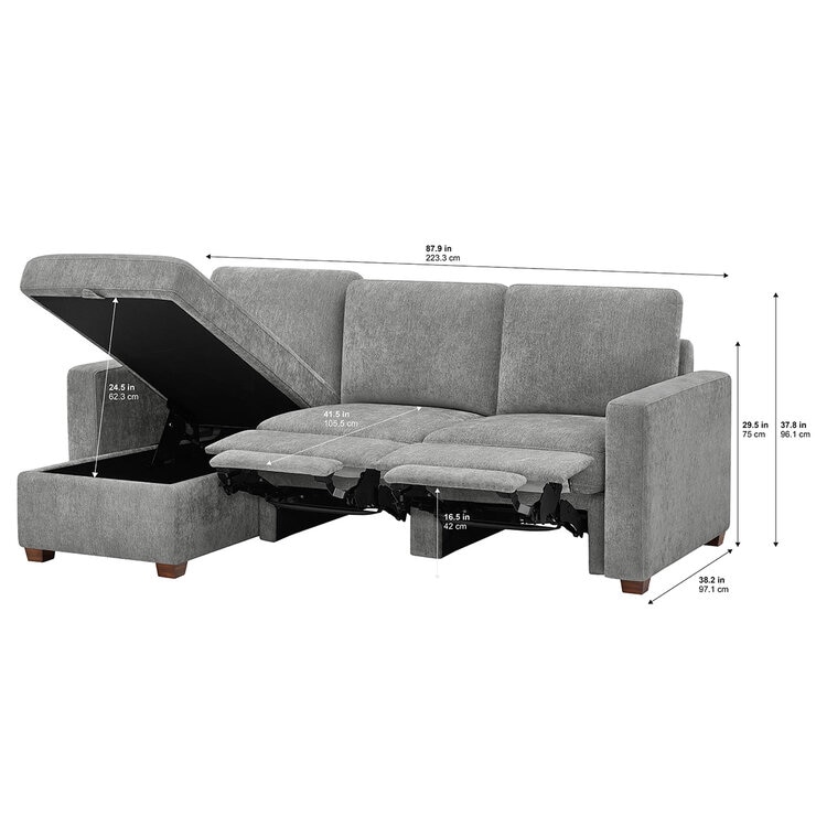 Thomasville, Sofá Estilo Chaise Reversible De Tela De 2 Piezas Con Reposapiés Eléctrico Y Almacenamiento