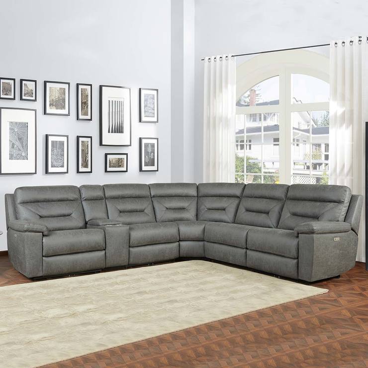 Kuka Home, Justin, sofá seccional reclinable de tela con sistema