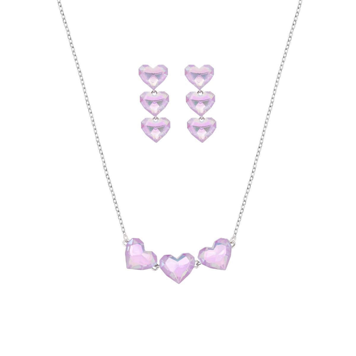 Mayfer, Juego de Collar y Aretes, Corazones con Cristal Austríaco