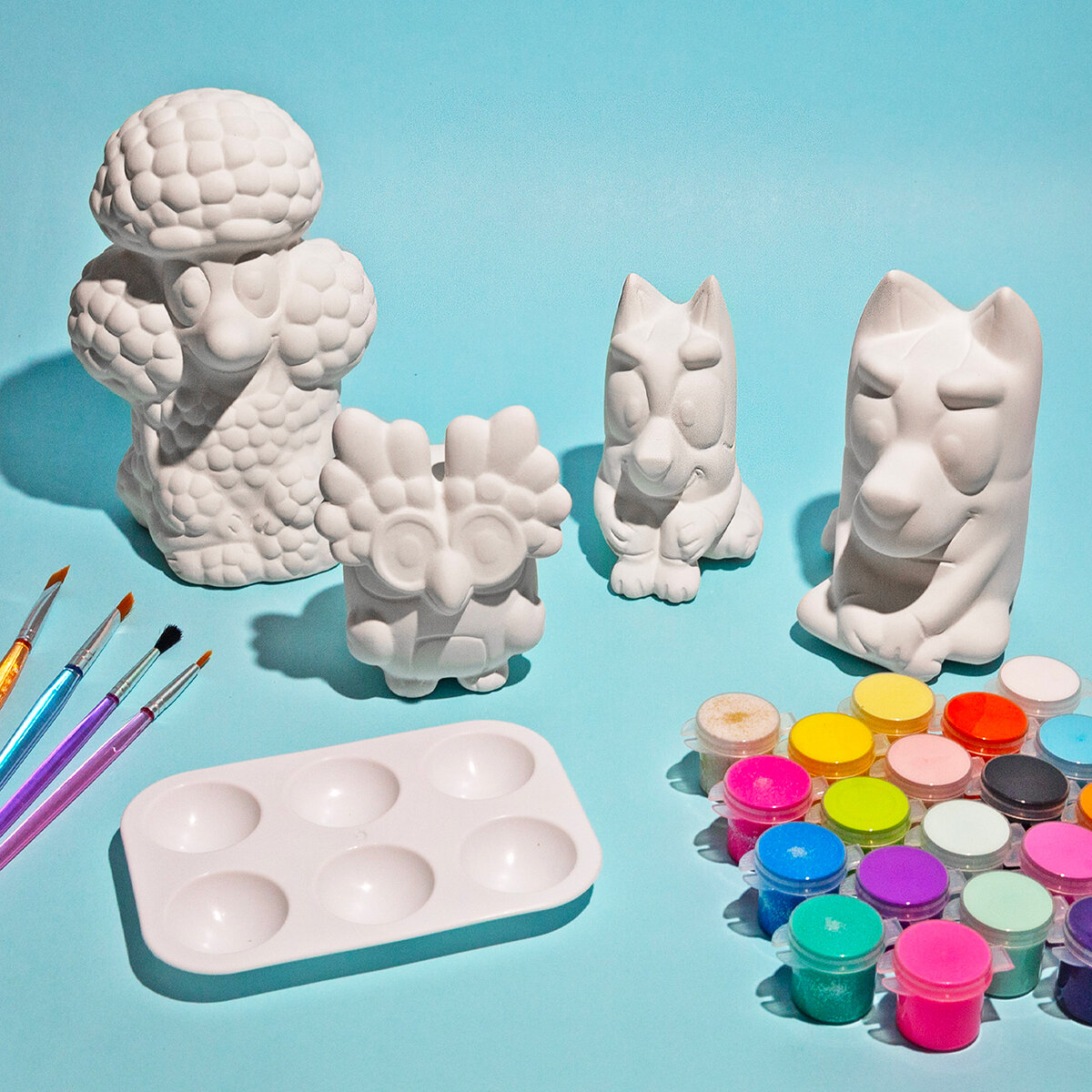 Bluey Figuras para Pintar de Cerámica Juego de 4 Pzas.