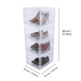 AG Box, Set de 4 Cajas de Zapatos Apilables Premium, Transparente