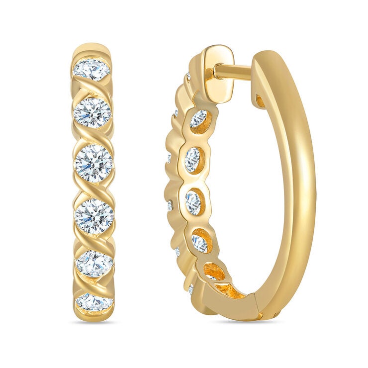Arracadas de Diamantes 0.50ctw, Oro Amarillo 14K Arracadas de Diamantes 0.50ctw, Oro Amarillo 14K