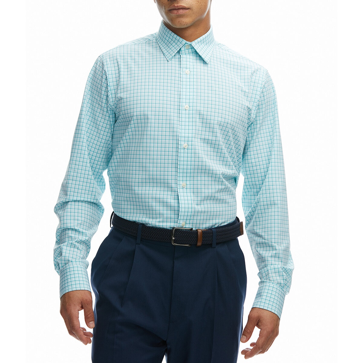 Lands End  Camisa para Caballero Verde Cuello 16/16.5 Manga 36/37