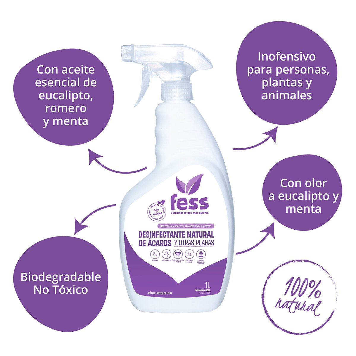 Fess, Desinfectante Natural de Ácaros, 2L