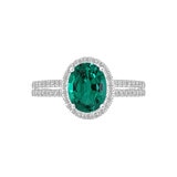 Anillo de Esmeralda Creada con Diamantes, 0.33ctw, Oro Blanco 14K