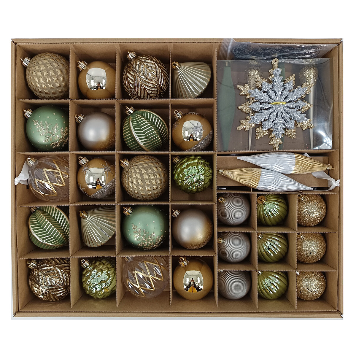 Surtido de Adornos Navideños 80 Piezas - Dorado/Verde