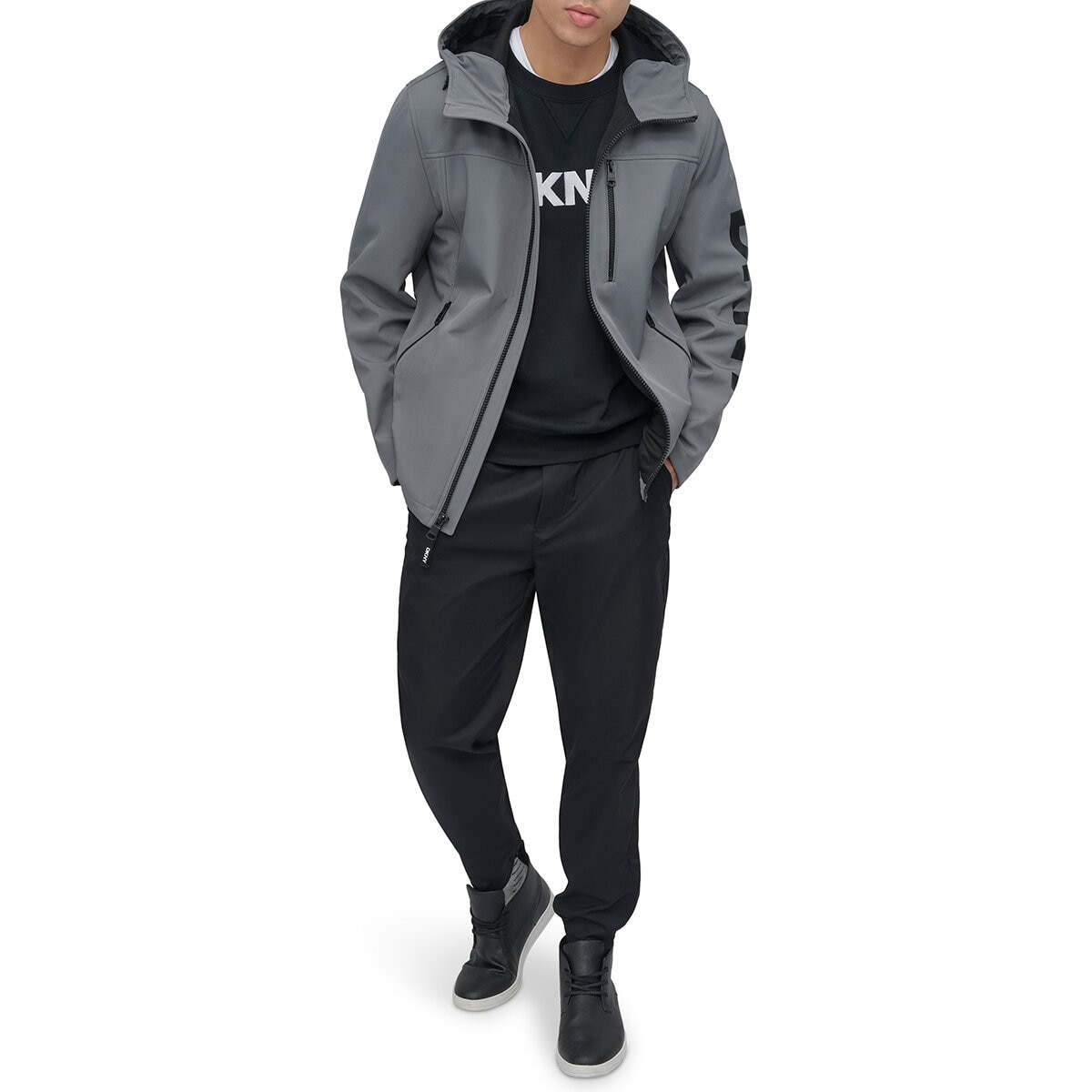 DKNY Chamarra para Caballero Gris Chica