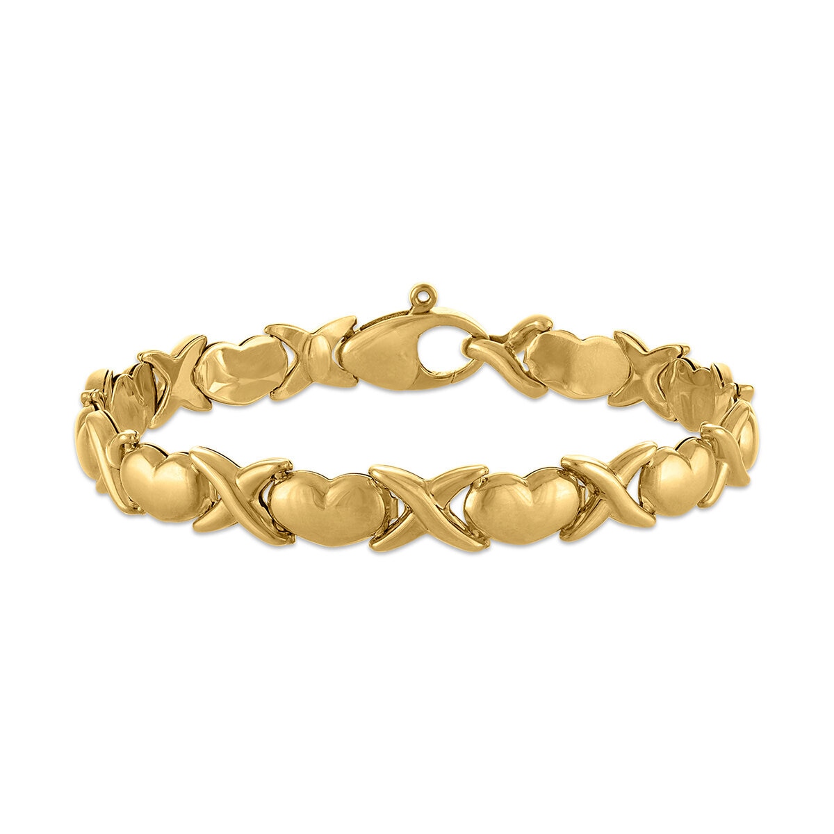 Pulsera de Corazones, Oro Amarillo 14K