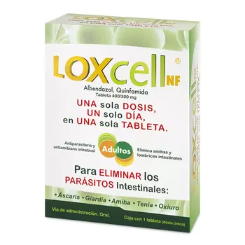 Loxcell NF 3 Cajas con 1 Tableta c/u Albendazol 400mg/Quinfamida 300mg
