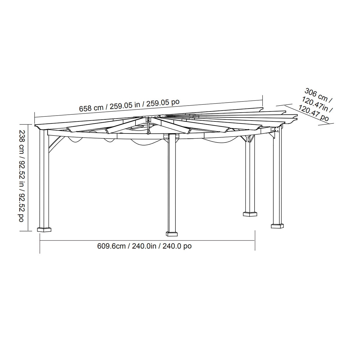 Shandong, Pérgola Semicircular Iris de 3m x 6.1m