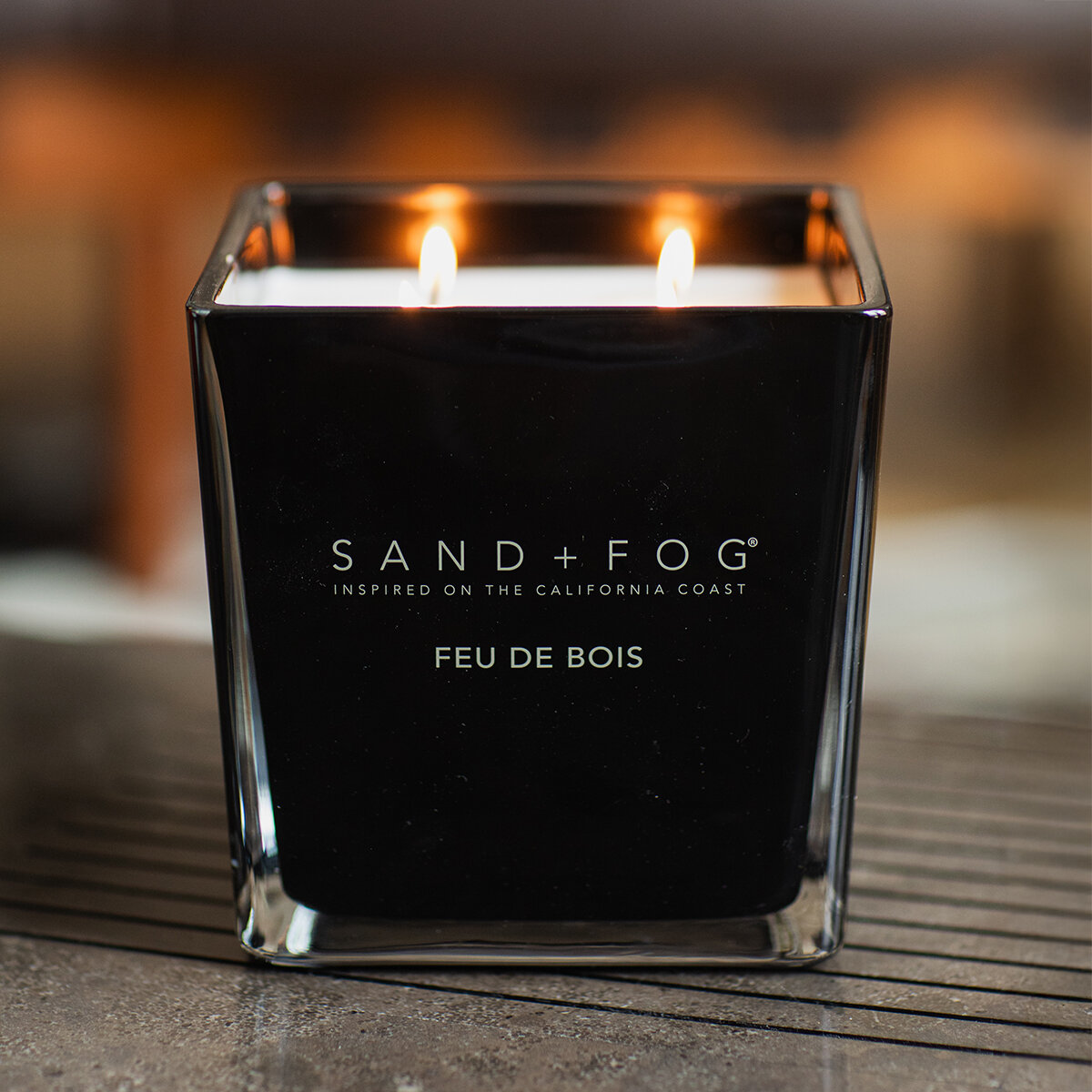 Sand + Fog Vela Aromática de Mezcla de Cera de Soya Lumbre de Leña