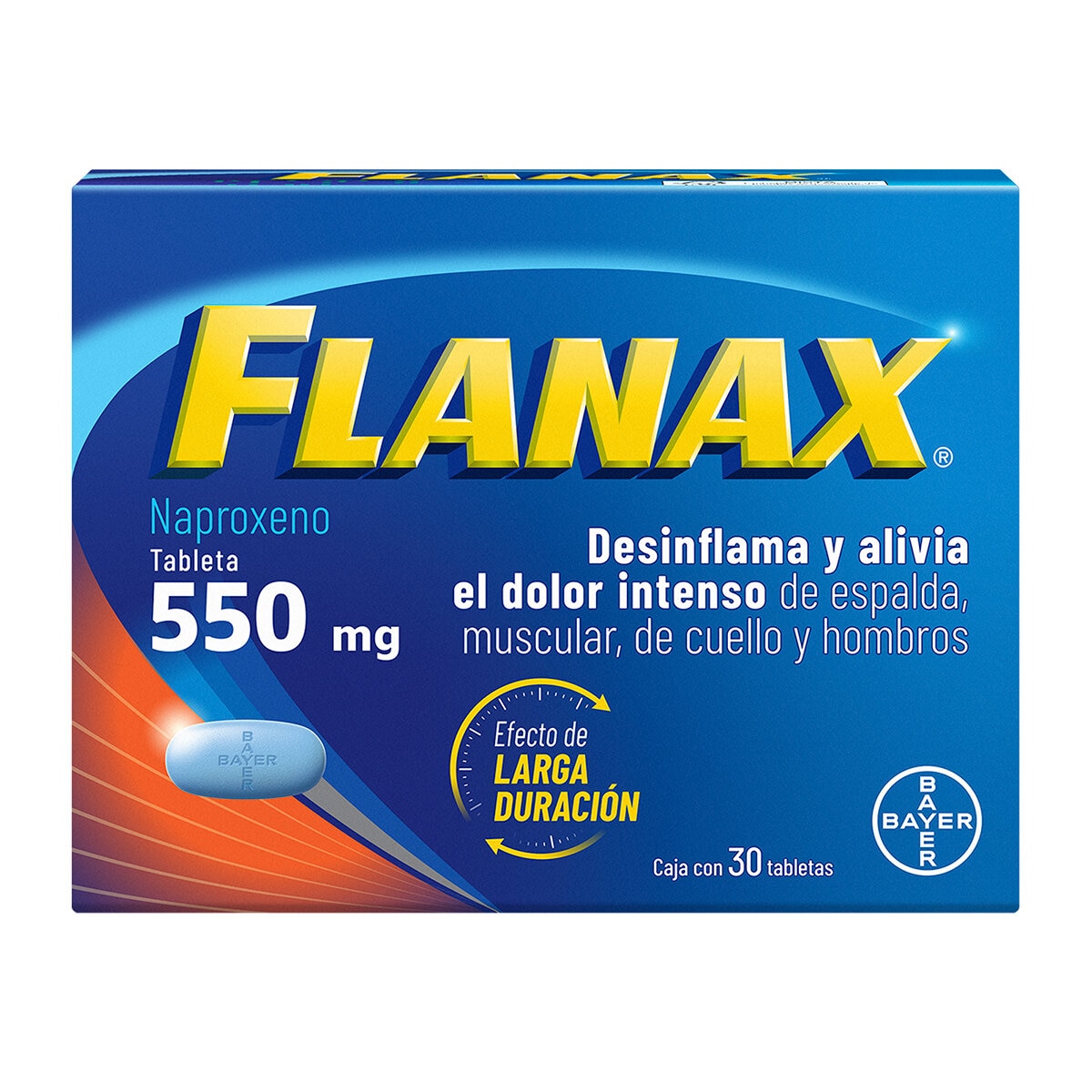 Flanax Naproxeno Caja con 30 Tabletas de 550mg c/u