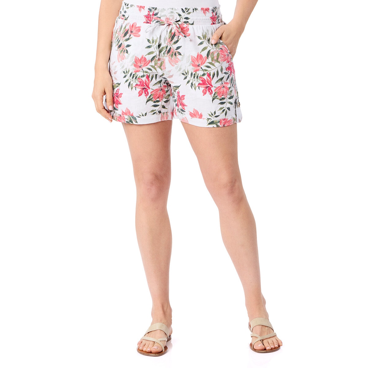 Briggs Shorts Tipo Lino para Dama Rosa Extra Grande
