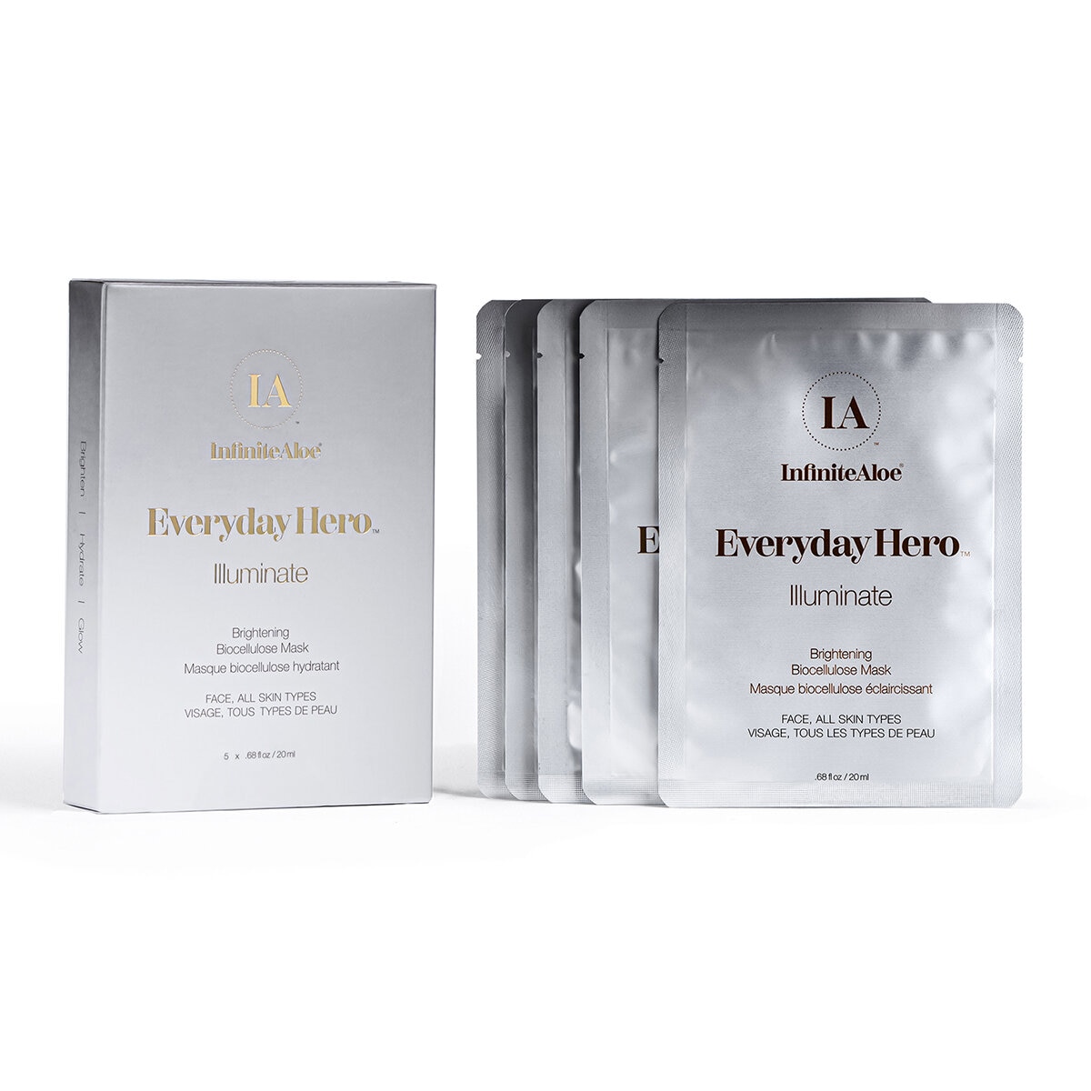 Infinite Aloe, Set de Mascarilla 5 Piezas, Hidratante o Iluminación