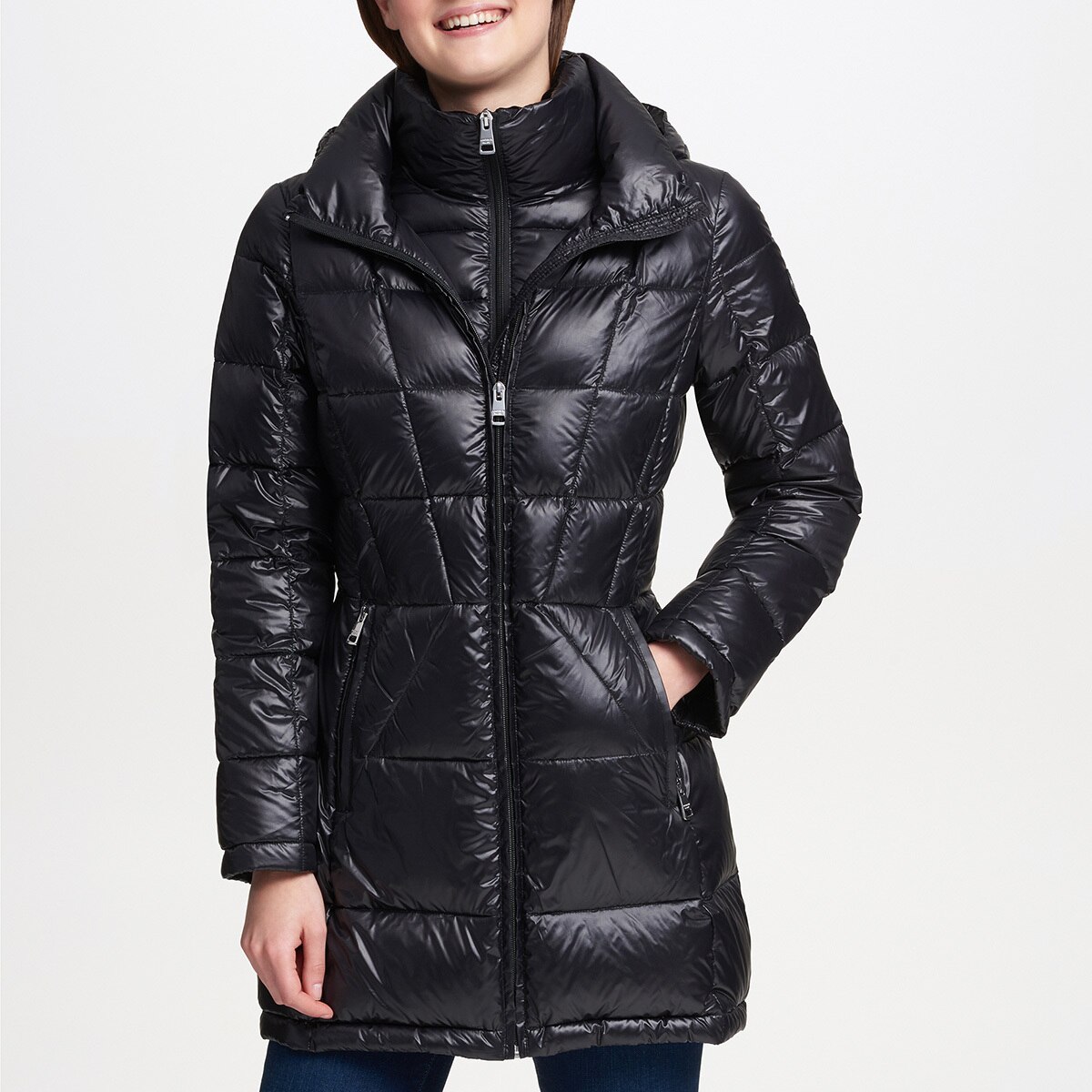 Andrew Marc Chamarra Acolchada Con Capucha Para Mujer, Cebada, M