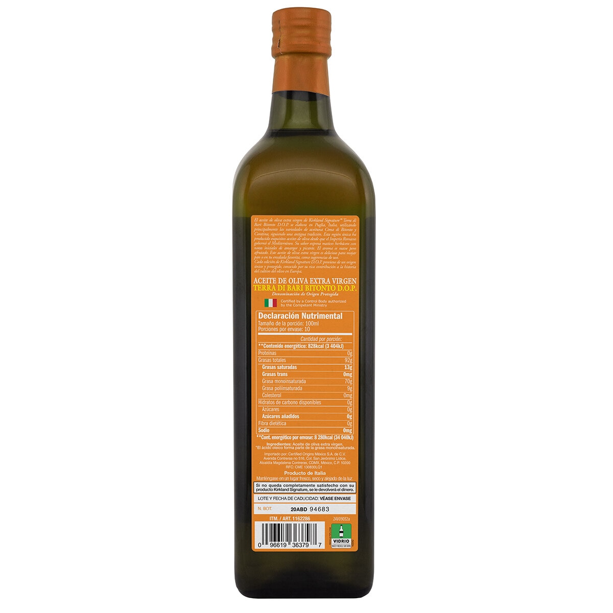 Kirkland Signature Aceite de Oliva Extravirgen Terra Di Bari D.O.P 1 l