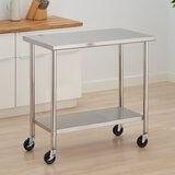 Trinity Mesa de Preparación de Acero Inoxidable con Ruedas