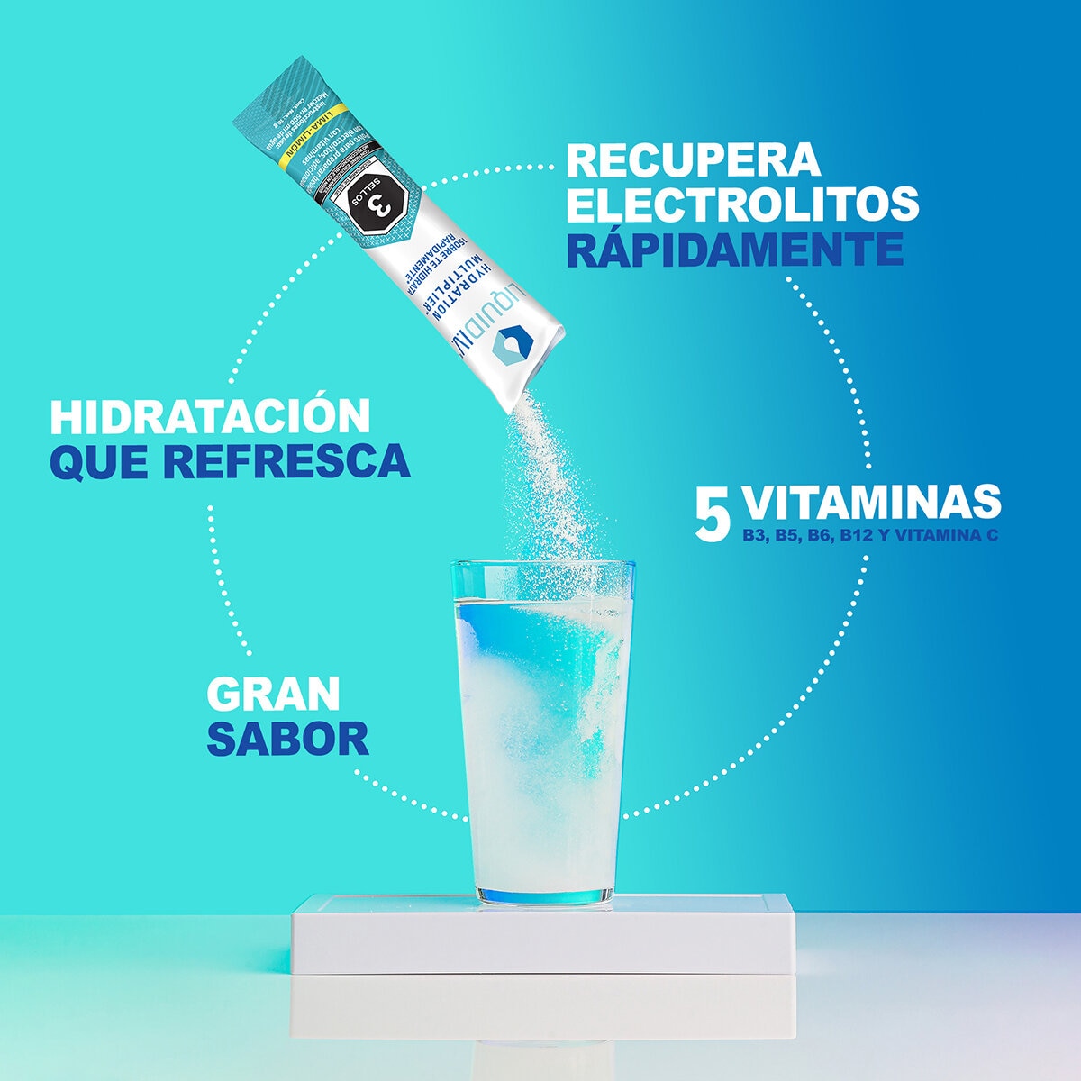 Liquid I.V. Electrolitos en Polvo sabor Lima-Limón 30 pzas de 16 gr