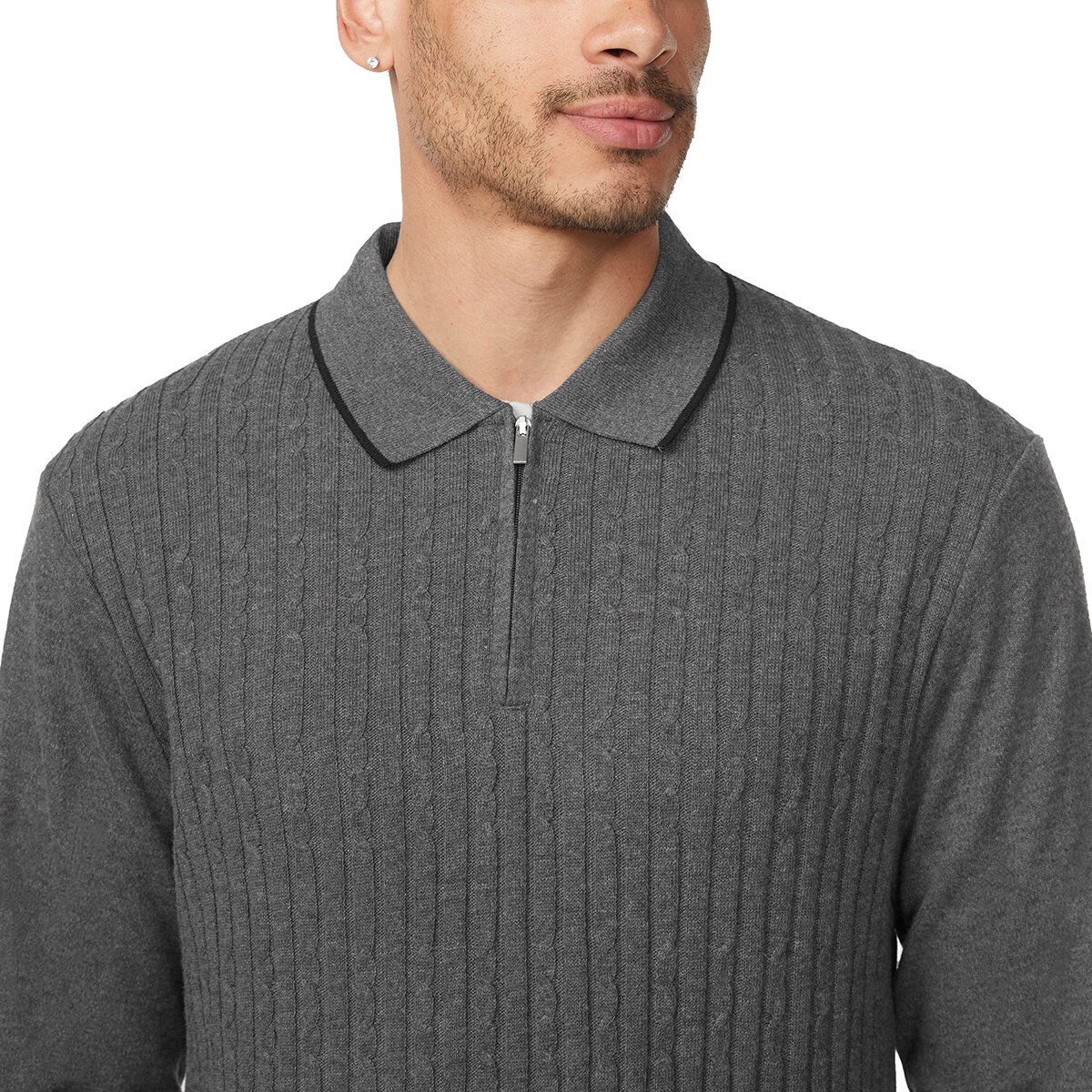 Buffalo David Bitton Suéter tipo polo para Caballero Gris Chica