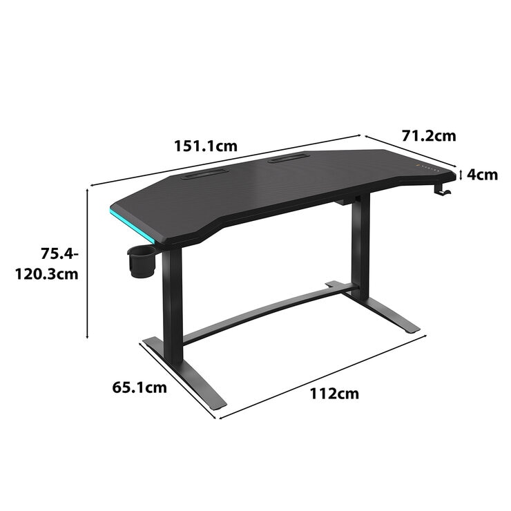 Tresanti, Escritorio con Luces LED de Altura Ajustable para Juegos