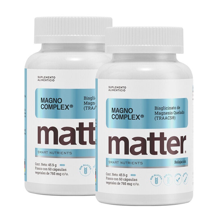 Matter Magno Complex Bisglicinato de Magnesio Quelado (TRAACS) 2 Frascos de 60 Cápsulas c/u Matter Magno Complex Bisglicinato de Magnesio Quelado (TRAACS) 2 Frascos de 60 Cápsulas c/u