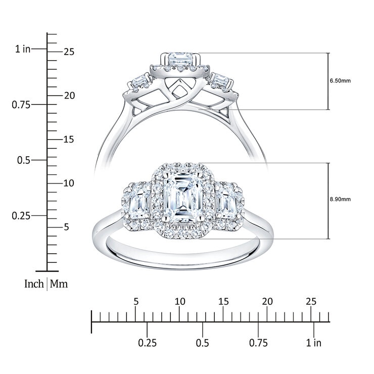 Anillo, Esmeralda, 1.17ctw Diamantes, Platino