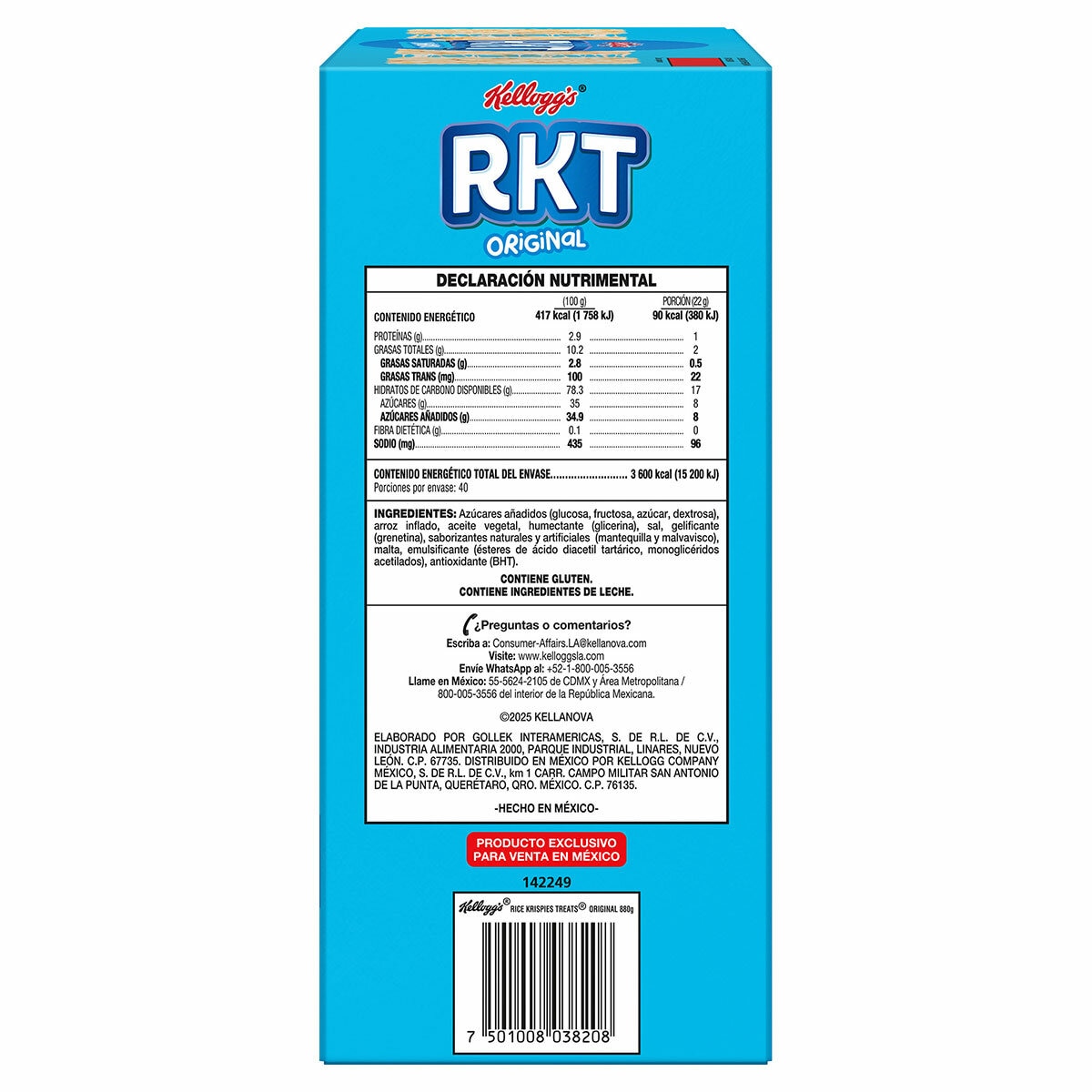 Kellogg's Barras de Arroz Inflado Rice Krispies 40 pzas de 22 g