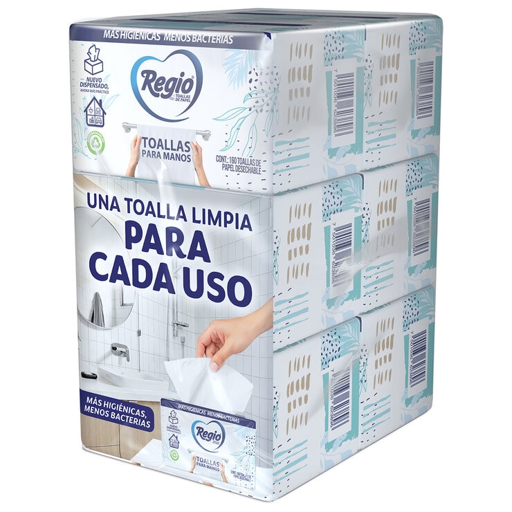 Regio Toalla para Manos 3 Paquetes de 160 pzas