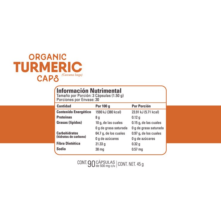 Organic Side Turmeric Curcuma 90 Cápsulas Costco México