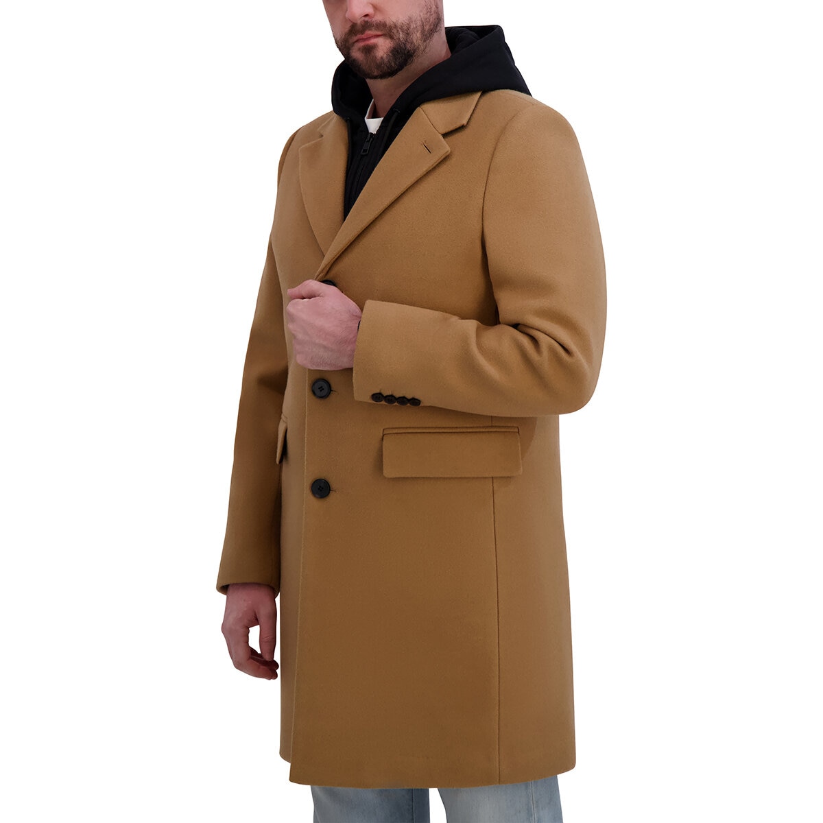 DKNY Abrigo para Caballero Camel Extra Grande