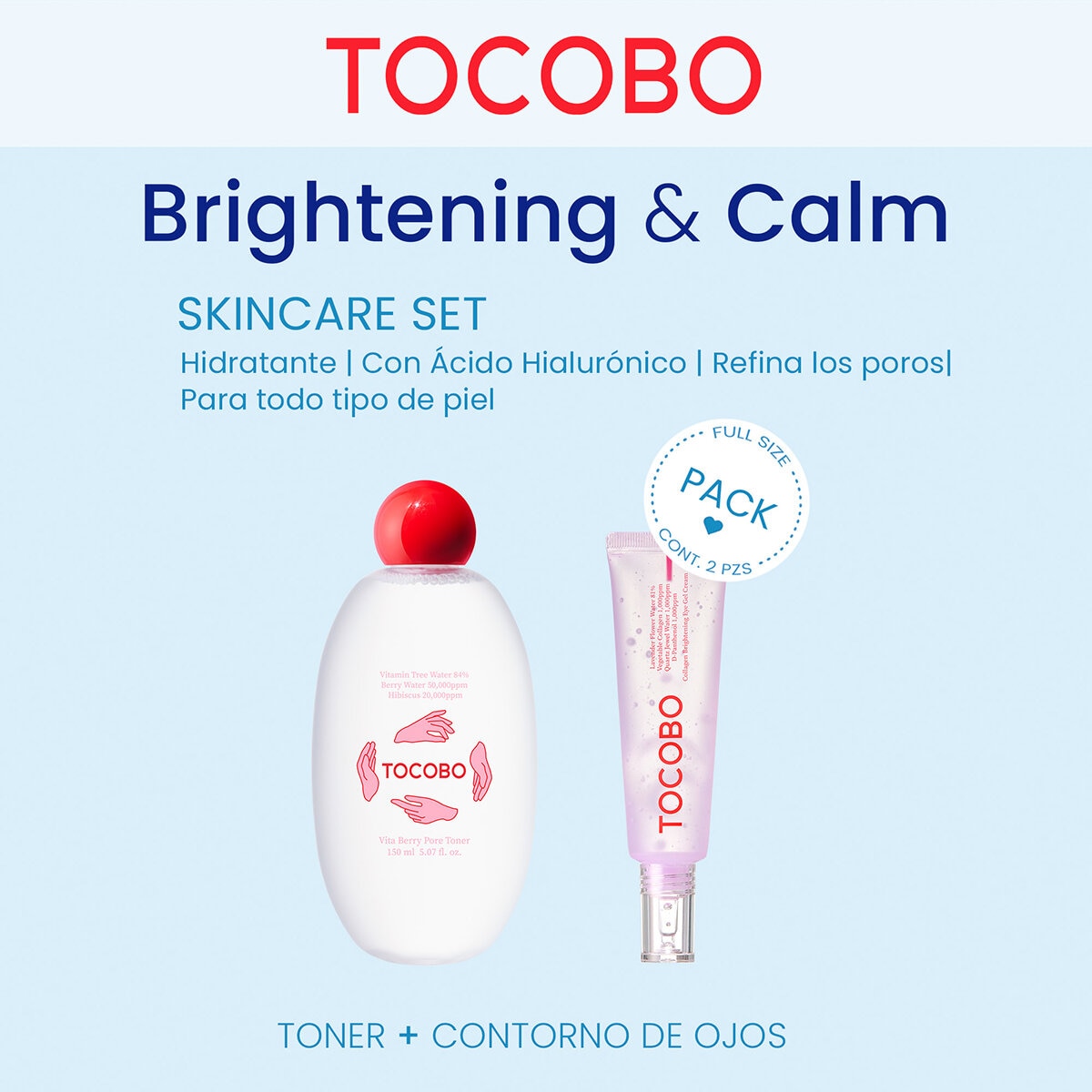 Tocobo, Brightening&Calm, Set 2 Piezas, Contorno Ojos y Tónico