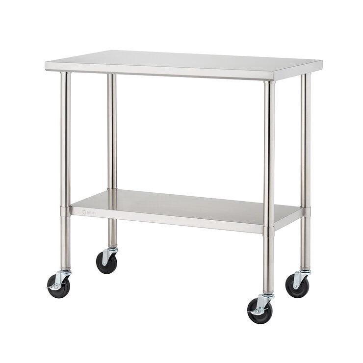 Trinity Mesa de Preparación de Acero Inoxidable con Ruedas