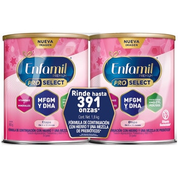 Enfamil Pro Select Fórmula Infantil Etapa 2  6 a 12 Meses, 2 latas 900 g c/u