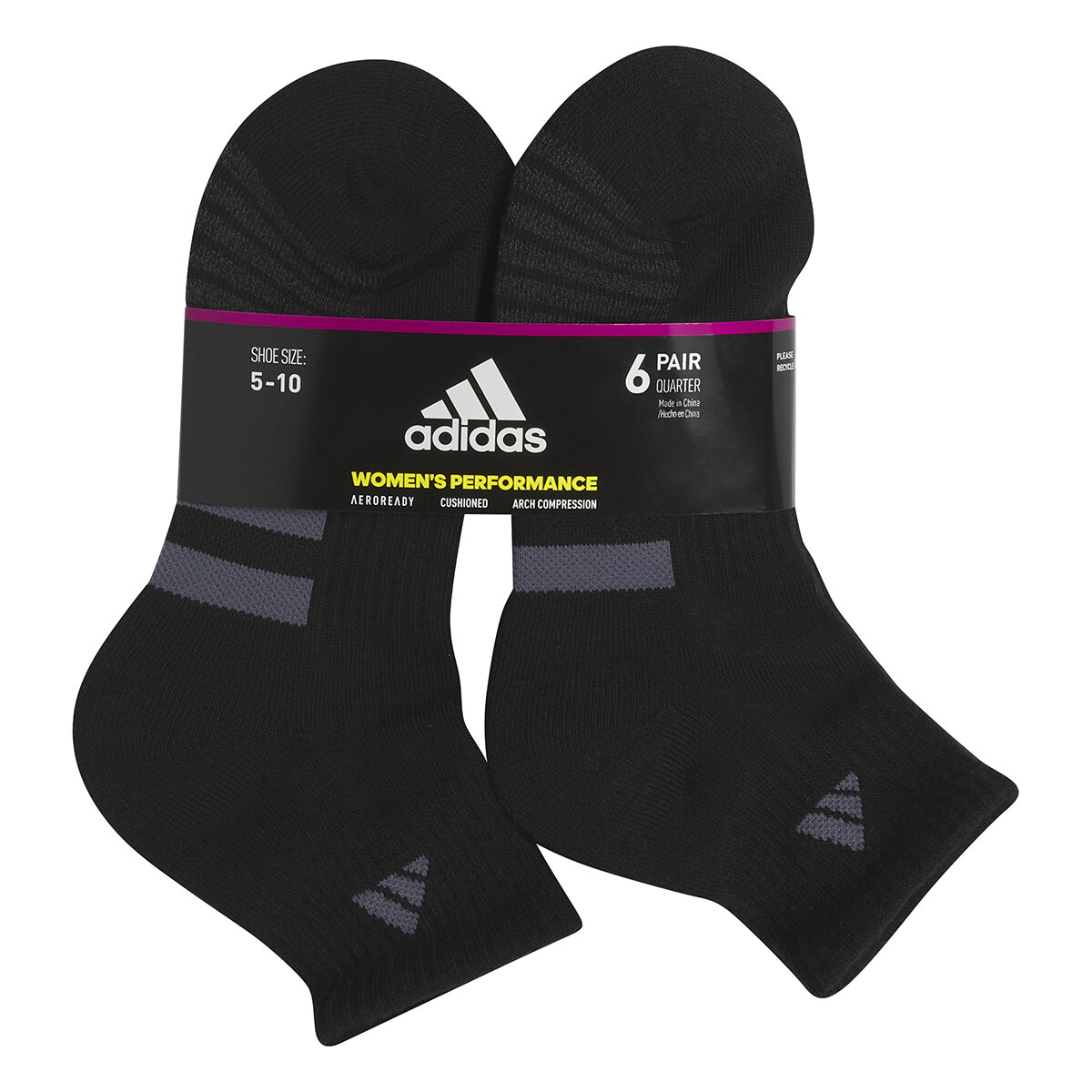 Adidas Calcetines para Dama 6 pares Negro