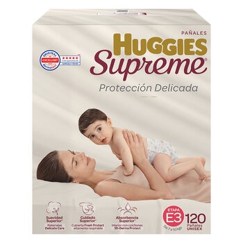 Huggies Supreme Pañales Etapa 3 Unisex 120 pzas