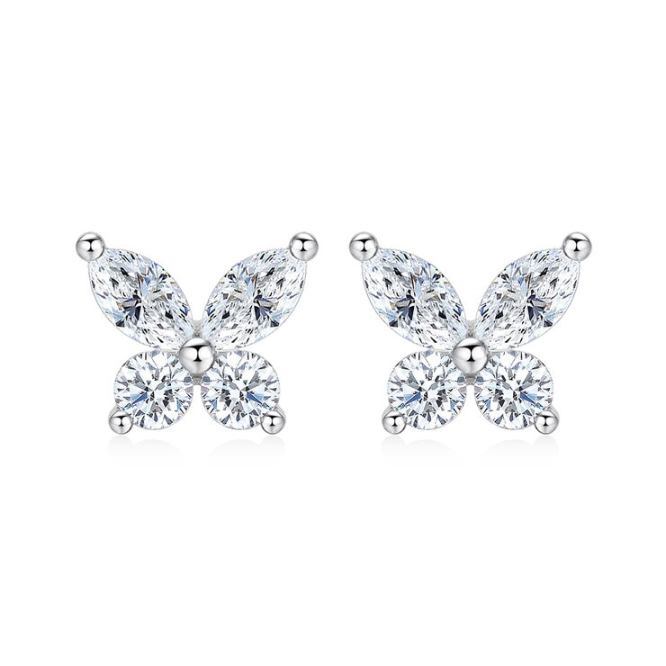 Aretes de Diamantes 0.58ctw, Forma Mariposa, Oro Blanco 14K Aretes de Diamantes 0.58ctw, Forma Mariposa, Oro Blanco 14K