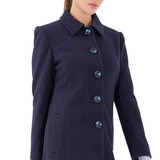 Shyla, Abrigo con Cuello Sport y Bolsas Semidiagonales, Color Azul Marino, Varias Tallas