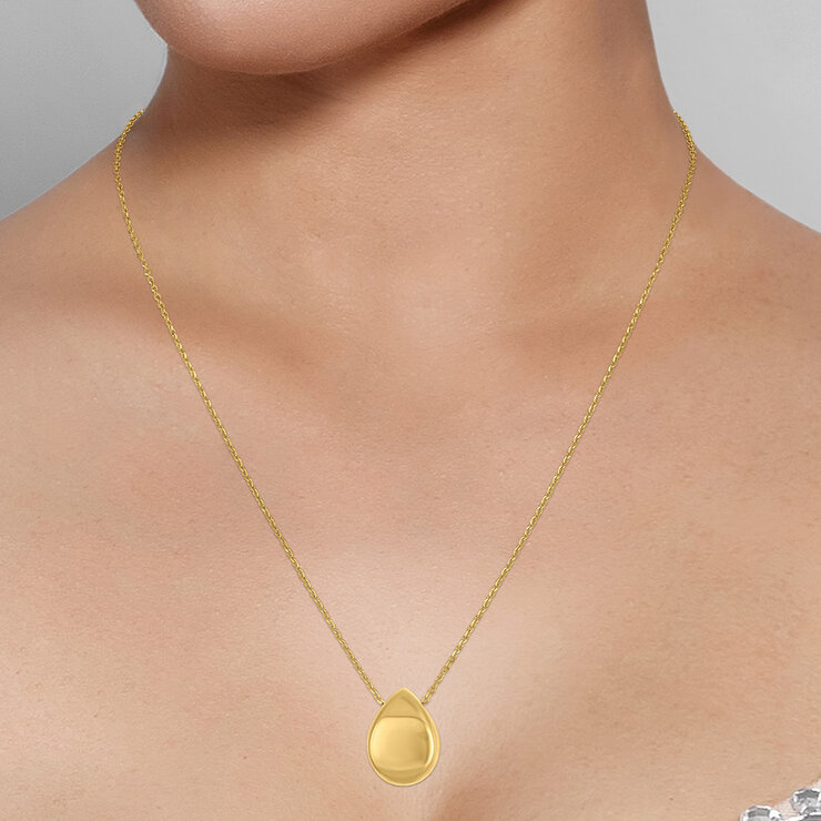 Collar, con Dije de Gota, Oro 14 K