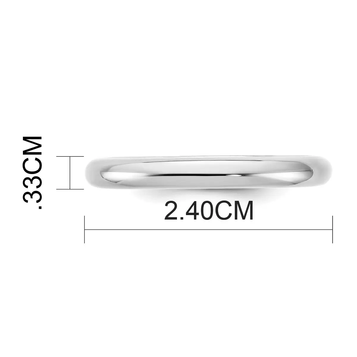 Argolla de matrimonio, 3mm, Comfort Fit, Oro Blanco 14k, Talla 10