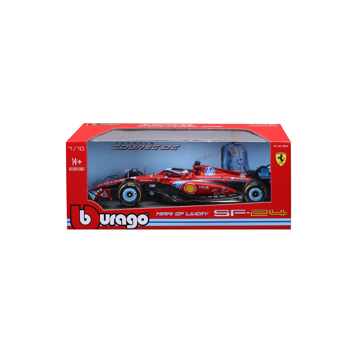 Bburago Auto F1 de Colección Escala 1:18, Ferrari #16 Miami